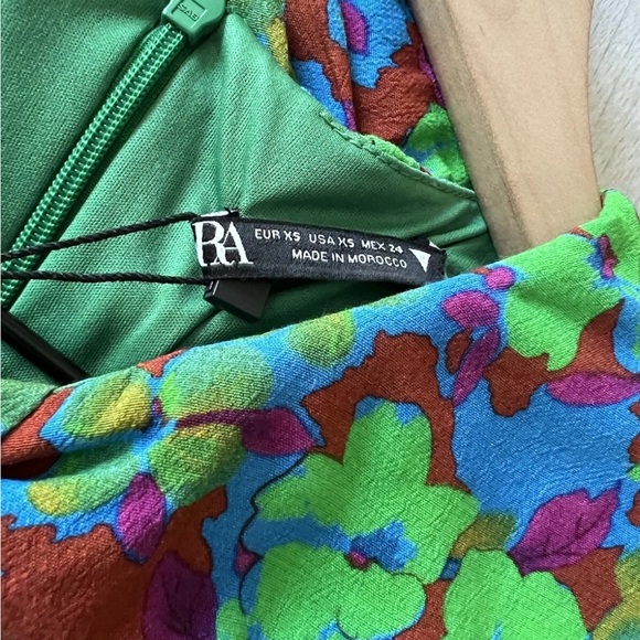 Zara Multicolor Floral Long Sleeve mini body-con Dress XS - Picture 7 of 11